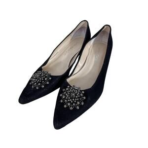 "CAPARROS" Vintage Black Pumps W/Bling Accents Size 6.5 Dress‎ Shoe Slip On Sexy